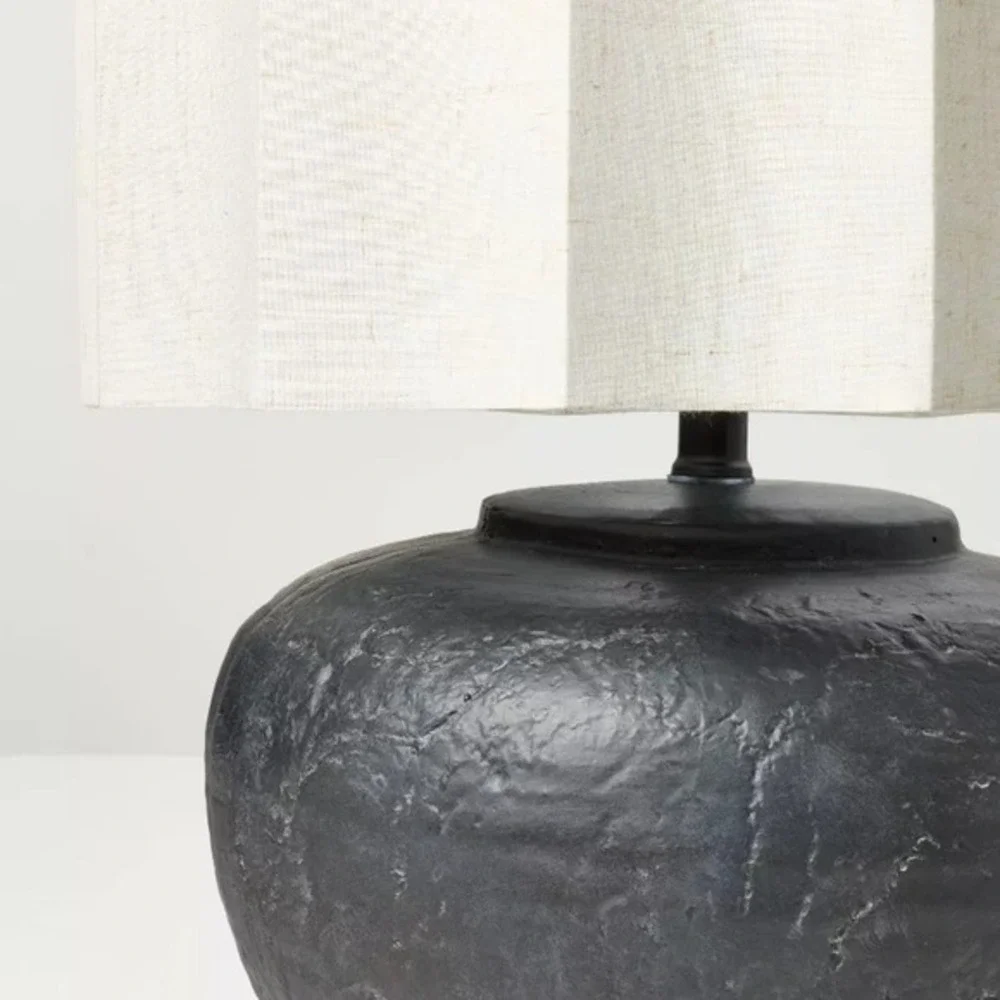 Oversized Ceramic Table Lamp Fluted Shade Black/White -‎ Hearth & Hand Magnolia